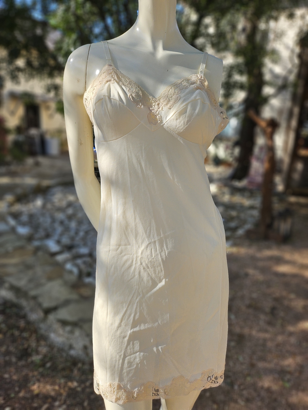 Vintage Gaymode Penney's Lace Trim Slip Dress in Cream Short 34